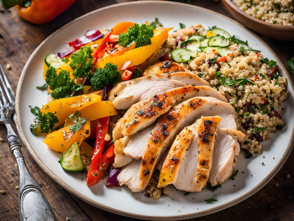 Herb-Roasted Chicken with Quinoa and Roasted Veggies