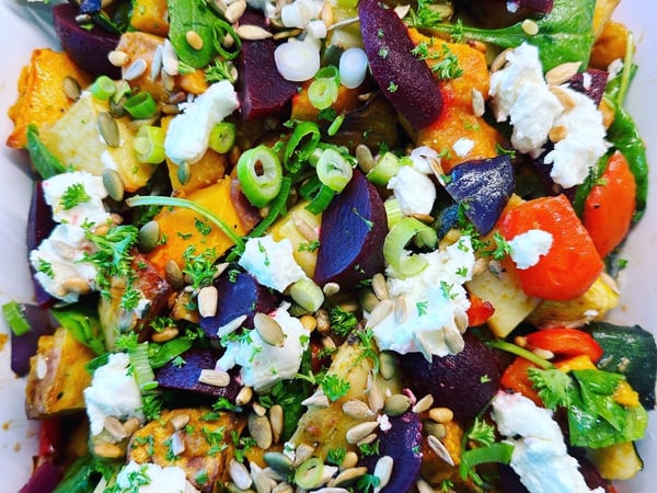 Roast Vegetable Salad with Beetroot and Feta