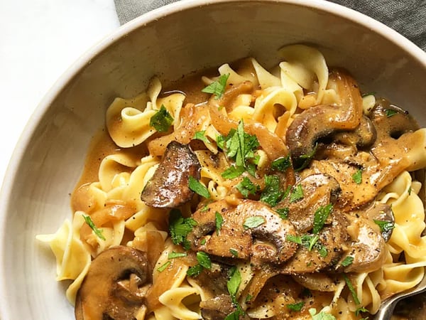 Mushroom Stroganoff with Gluten Free Pasta