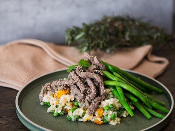 Beef Pea & Pumpkin Risotto