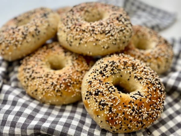 Sourdough Bagels with Sesame Seeds