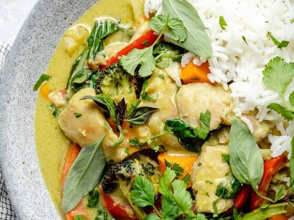 Thai Green Chicken Curry with Coconut Rice