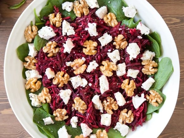 Fresh Beetroot & Pear  Salad w/ Walnuts & Feta