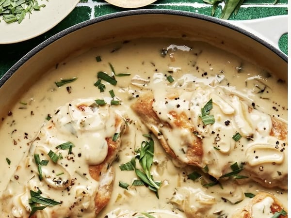 Creamy Dijon & Tarragon Roasted Chicken Breast with Rice Pilaf