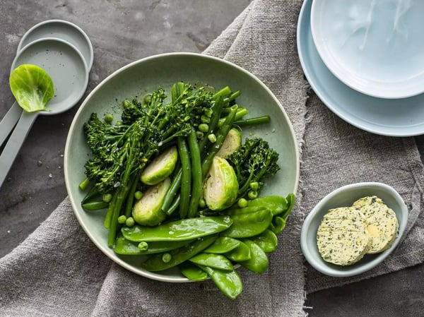 Steamed Greens with Herb Butter