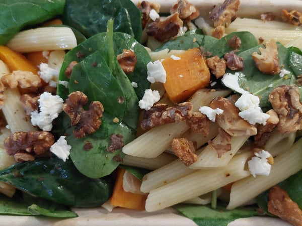 Penne Salad with Roasted Sweet Potato & Caramelised Onion