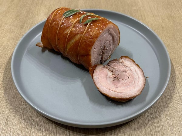 Roast Rolled Pork Loin with Veggies and Gravy