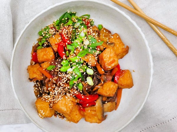 Japchae with Nhu Quynh fresh fried tofu