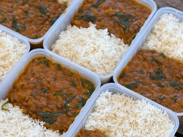 Vegan Lentil and Spinach Dahl with rice