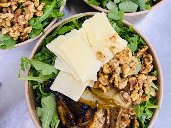 roasted pear rocket walnut parmesan salad