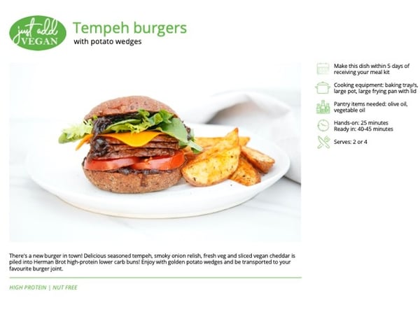 SPECIAL: Tempeh burgers with potato wedges