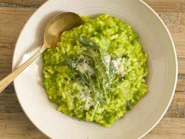 salmon and green pea risotto