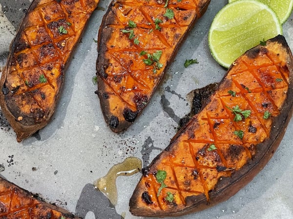 Honey Roasted Sweet potato with Lime Juice.