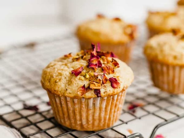 Pistachio Raspberry and Rose Little Cakes