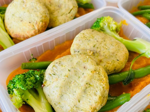 Lean - Herb Fish Cake w Green Vegetables & Pumpkin