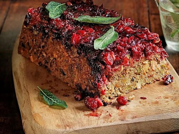 Vegan Cranberry Mushroom & Pistachio Nut Roast