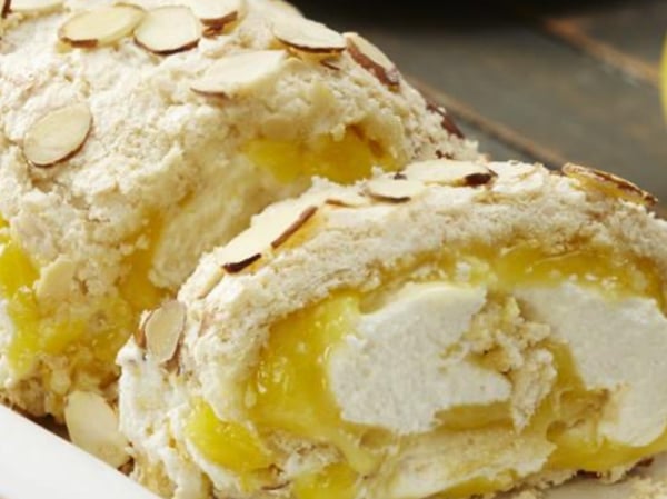 Lemon Curd and Mascarpone Cream Meringue Roulade