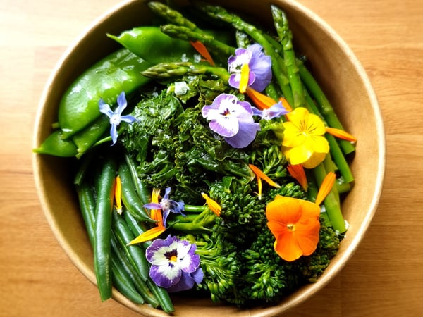 Seasonal Greens w Walnut & Black Olive Tapenade