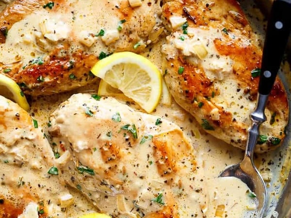 Chicken Scallopini with Lemon Garlic Cream Sauce