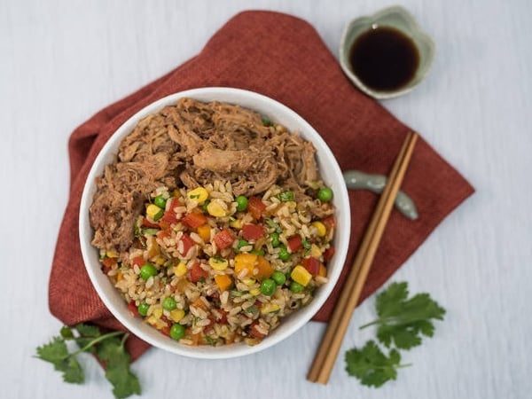 Sweet and Spicy Pork with Vegetable Fried Rice | High Protein