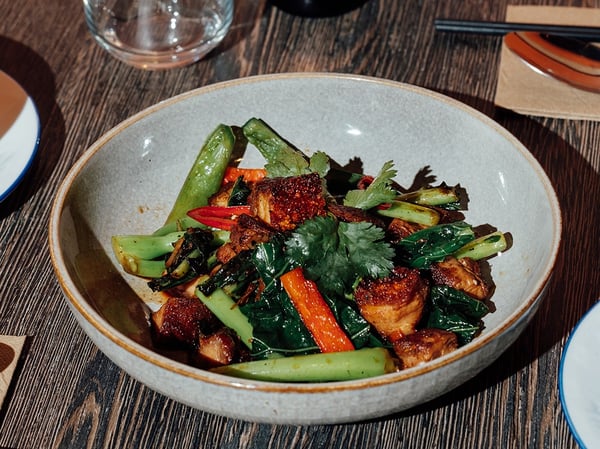 Stir Fired Roast Pork with Chinese Broccoli | Heo Quay Xào Rau Cải Rổ