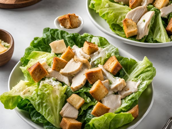 Chicken Caesar Salad with Romaine and Croutons