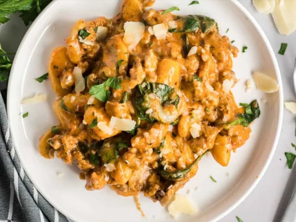 Creamy Red Pesto & Italian Sausage Gnocchi