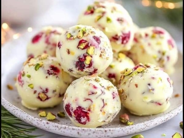 Cranberry, Pistachio & White Chocolate Truffles