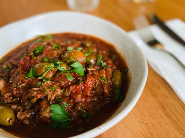 FROZEN Slow Braised Beef Ragu, Green Olives, Oregano, Capers, Tomatoes