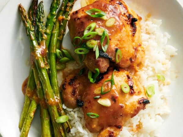 Miso and Honey Chicken with Pea and Spring Onion Fried Rice