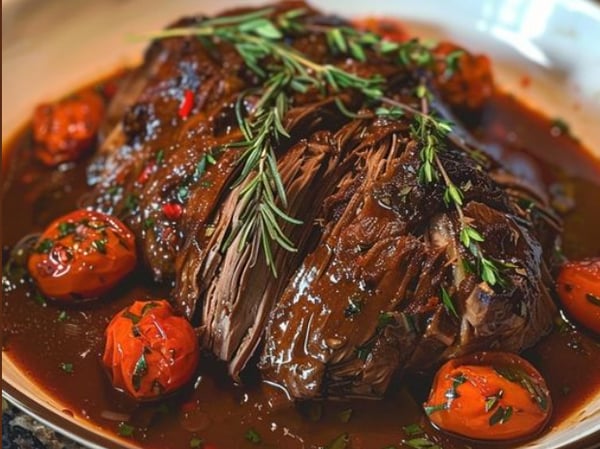 Tuscan-Style Slow-Cooked Beef Roast with mash