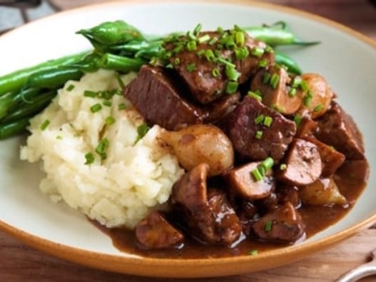 Beef Bourguignon with Mash Potato & Vegetables