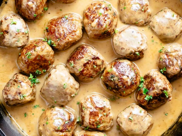 Swedish Meatballs w/ Creamy Cranberry Sauce