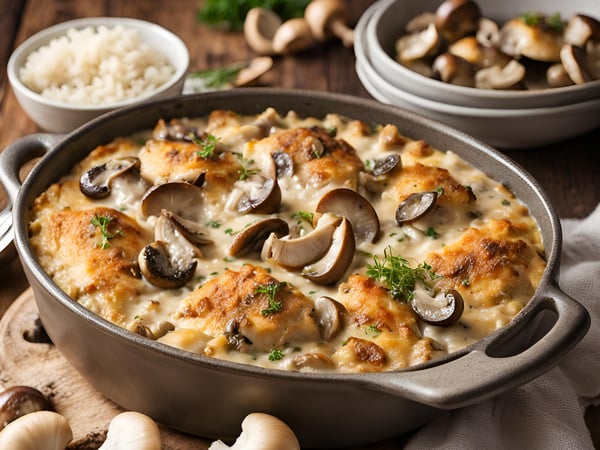 Chicken and Mushroom Casserole with Rice