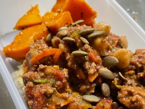 Moroccan Lamb Mince with Roast Pumpkin, Quinoa and Pepitas