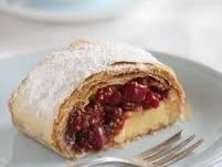 Cherry and cheese sweet strudel