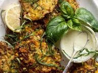 Zucchini Corn Fritters & Potato Salad