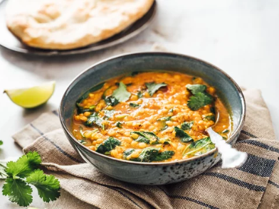 Dhal w/ Pumpkin, Spinach and Peas