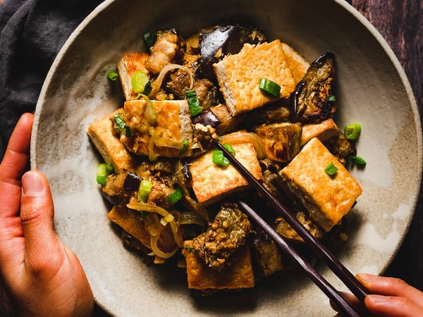 Ginger eggplant tofu stir fry