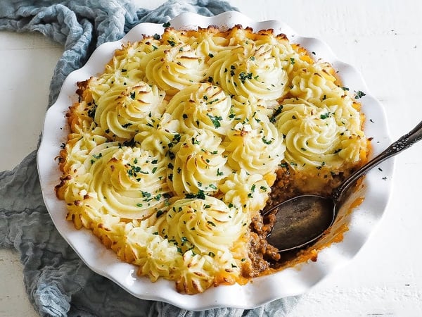 Shepherd’s Pie with Minty Smashed Peas & Baby Carrots