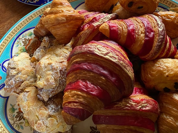 Christmas raspberry gold leaf croissant