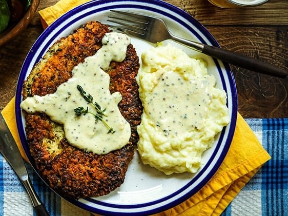 SPECIAL - Crumbed Pork w/ honey carrots, mashed potato & creamy mustard sauce