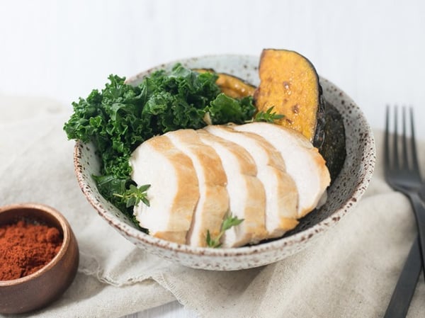 Pan Fried Chicken with Roasted Pumpkin and Kale | High Protein