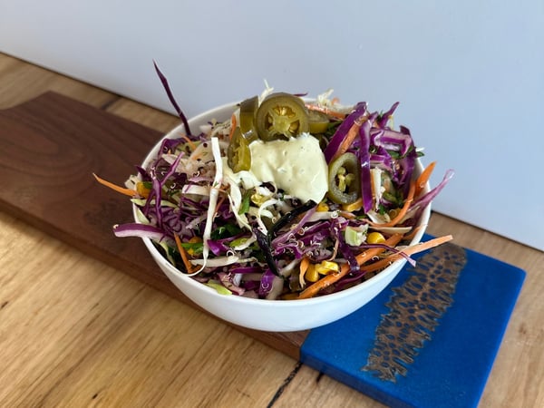Mexican Slaw with Jalapenos and charred corn