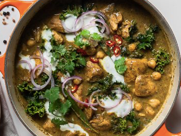 Chicken, Ginger & Black Pepper Curry w/ Kale & Chickpeas