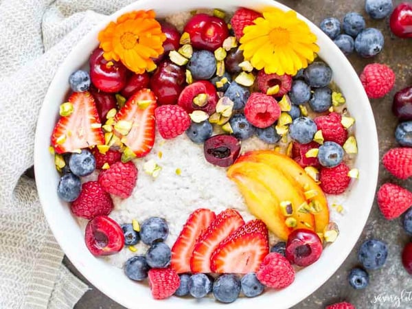 Chia Bircher Bowl with Seasonal Fruit