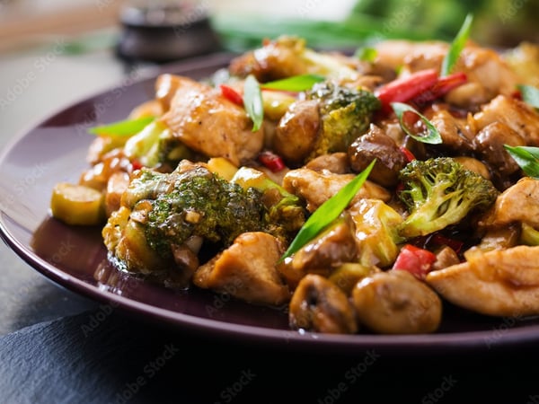 Satay Chicken Stir Fry w/ Vegetables and Rice