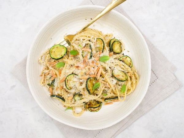 Pan fried zucchini linguine