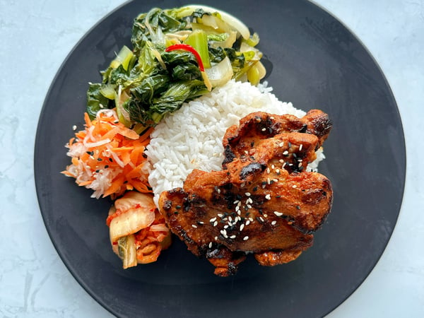 Korean Pork Loin with Kimchi and Jasmine Rice