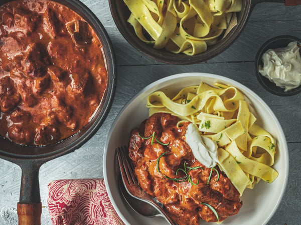 Half Serve Farmhouse Beef Stroganoff with Fettucine